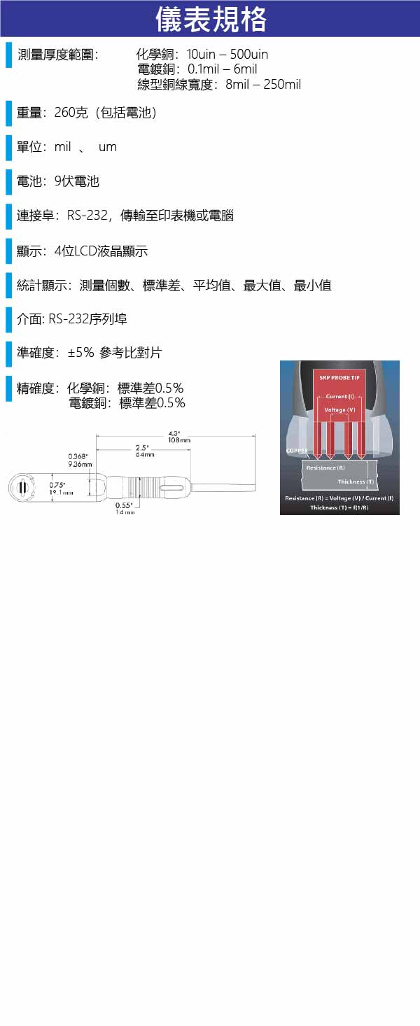 CMI563銅厚量測儀產品規格介紹